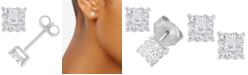 Macy's Diamond Square Cluster Stud Earrings (1/5 ct. t.w.) in 14k White Gold